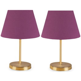 Opviq Lámparas de Mesa 2476 Púrpura 37cm Diámetro Pantalla 22cm Juego de 2 Elegantes Sencillas Glamurosas PVC Metal